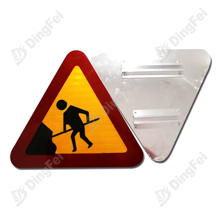 Reflective Man At Work Triangle Warning Sign - 